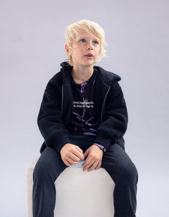 Cardigan réversible noir Sherpa et molleton garçon-8