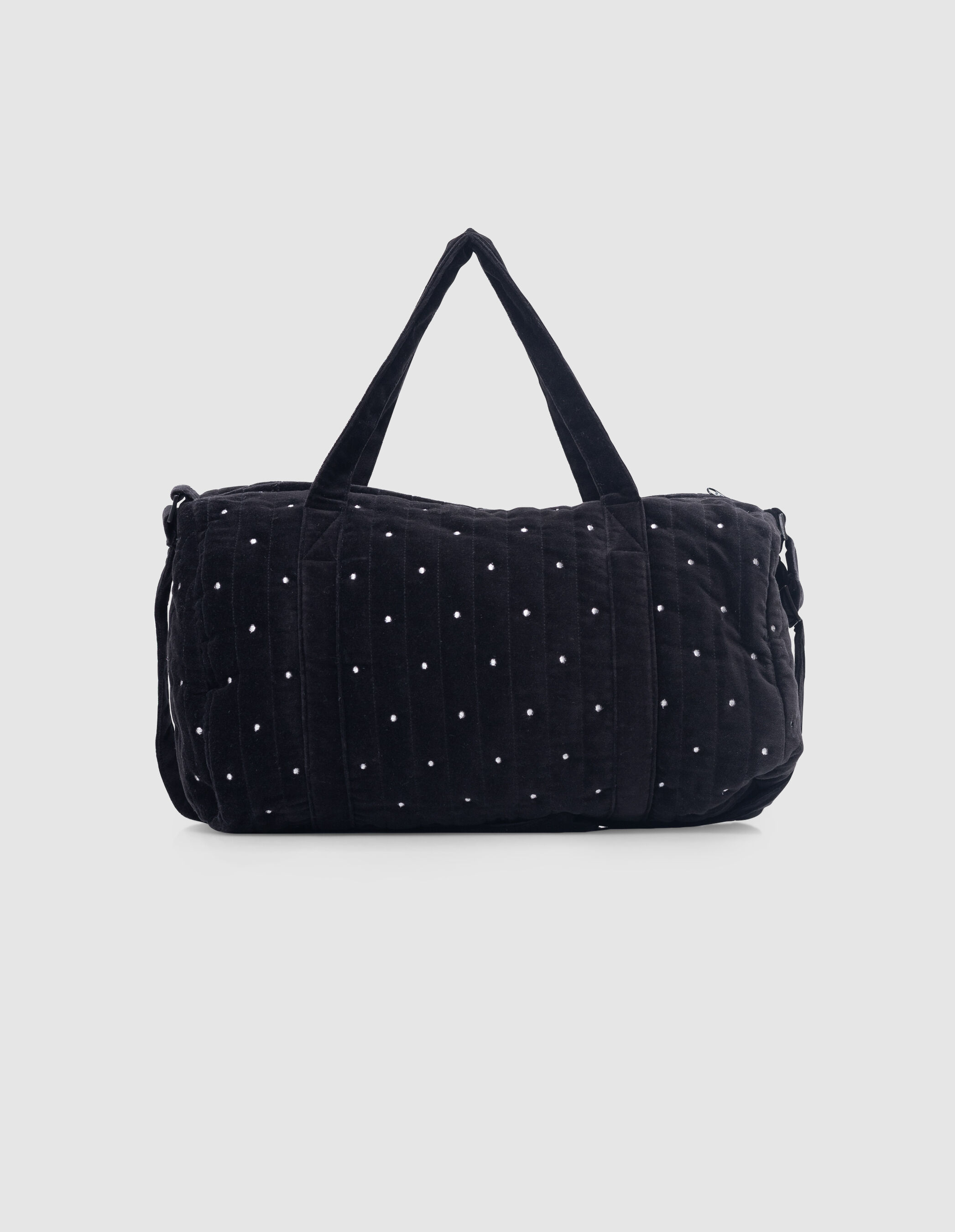 Schwarze Reisetasche Madchen Samt mit Panne Stickerei IKKS