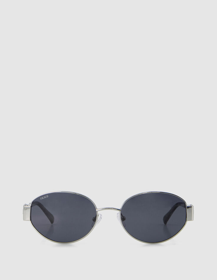 Gafas de sol Dean ovaladas de metal gris para mujer-3