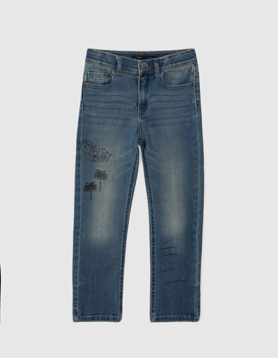Blauwe upcycled STRAIGHT jeans met print jongens - IKKS