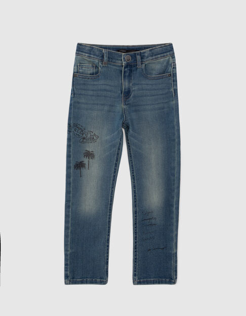 Blauwe upcycled STRAIGHT jeans met print jongens - IKKS