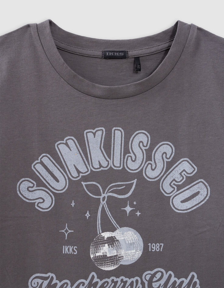 Grijs T-shirt biokatoen korte mouwen voor meisjes-6