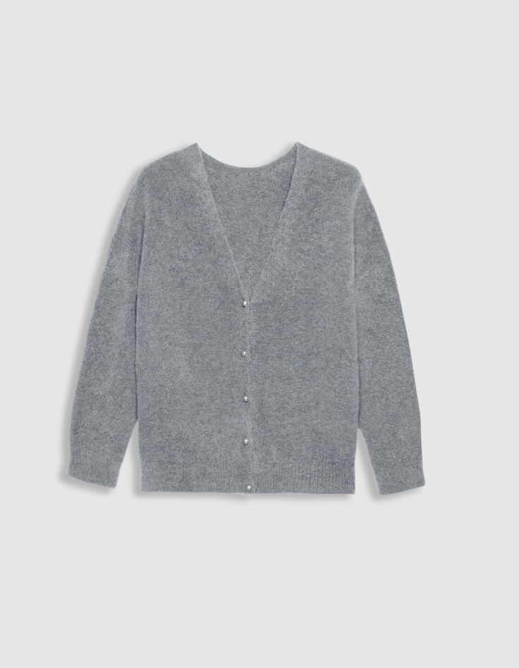 Graue Damen-Wendestrickjacke vorne/hinten-7