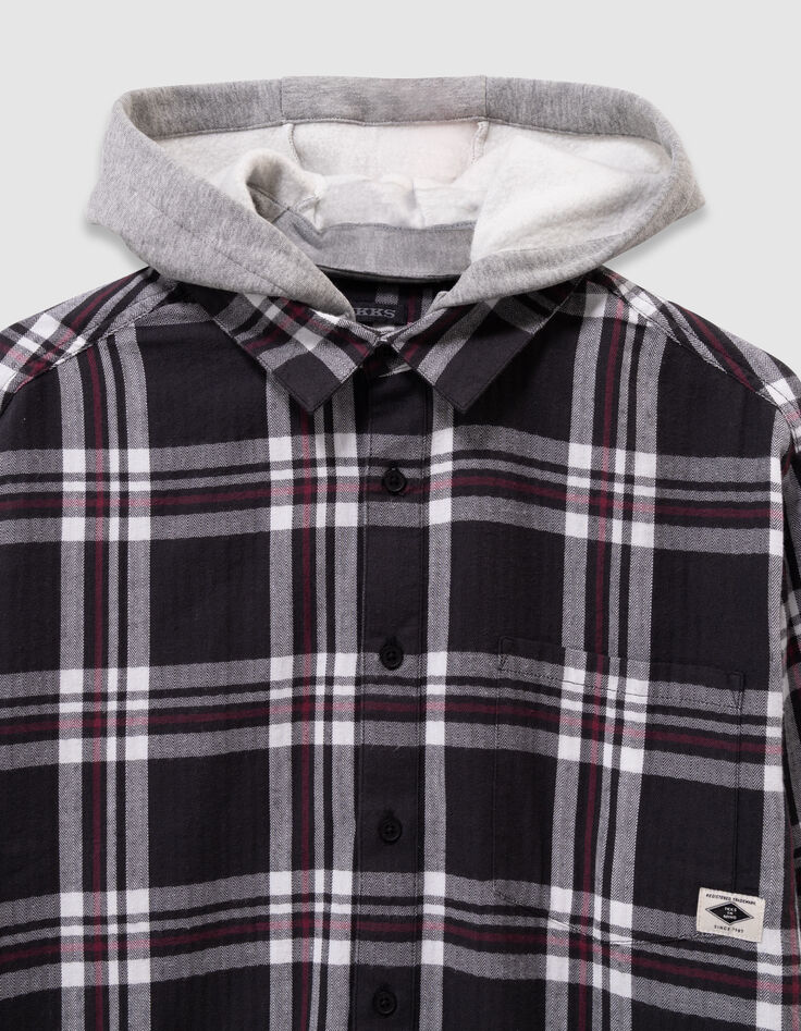 Chemise carreaux grise capuche amovible garçon-5 Chemise carreaux grise capuche amovible garçon-5