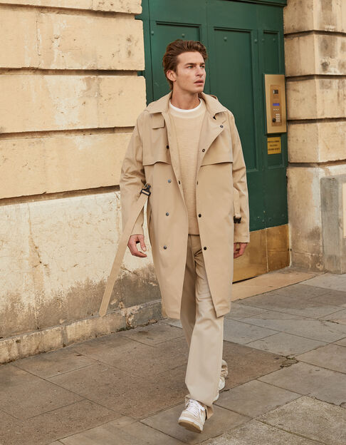 Men’s sand nylon WATERPROOF trench coat - IKKS