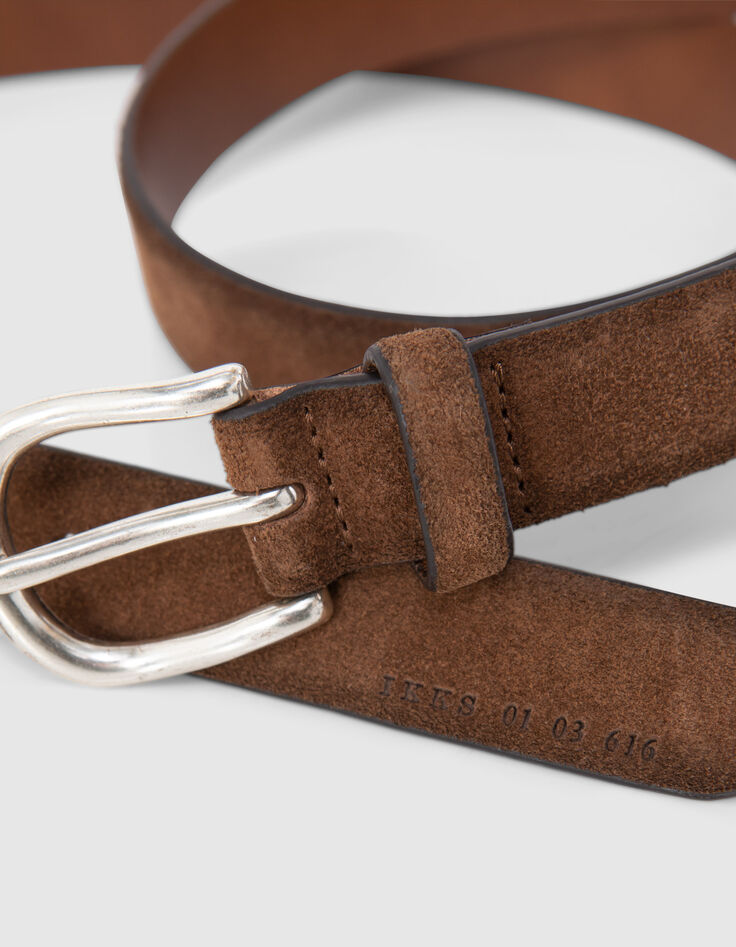 Smalle sigaarkleurige riem in su&egrave;deleer Heren-5