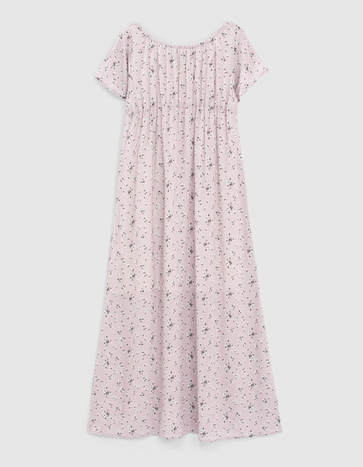 Girls’ violet micro-flower print Ecovero® long dress - IKKS