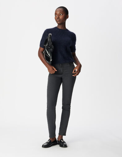 Grijze slim jeans met hoge taille en studdetail Nina Dames - IKKS