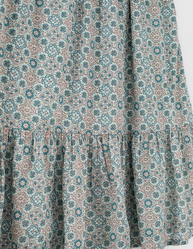 Jupe longue aqua imprimé fleurs fille-5