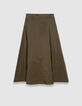 Falda larga caqui tafet&aacute;n mujer-5