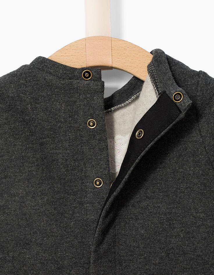 Sweat gris avec basque rose  bébé fille-5