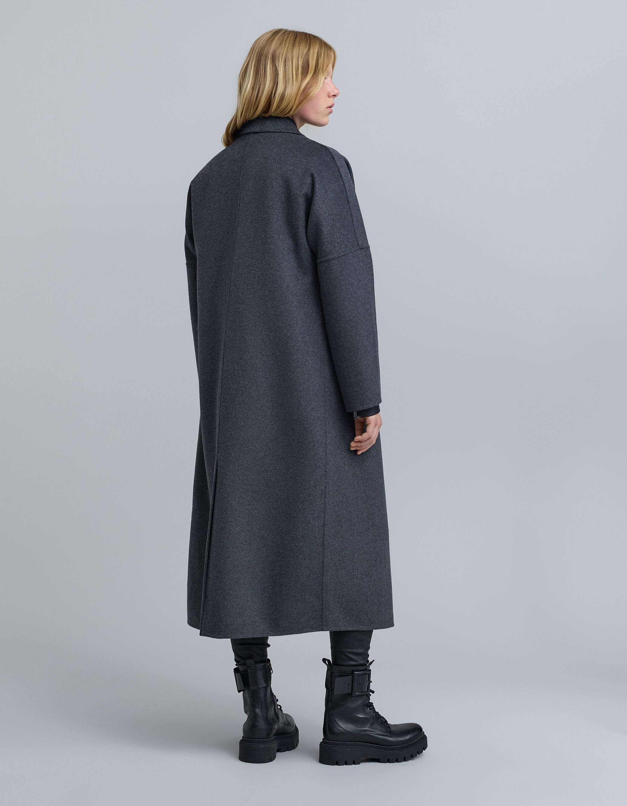 Manteau long gris boutonnage croise Femme IKKS