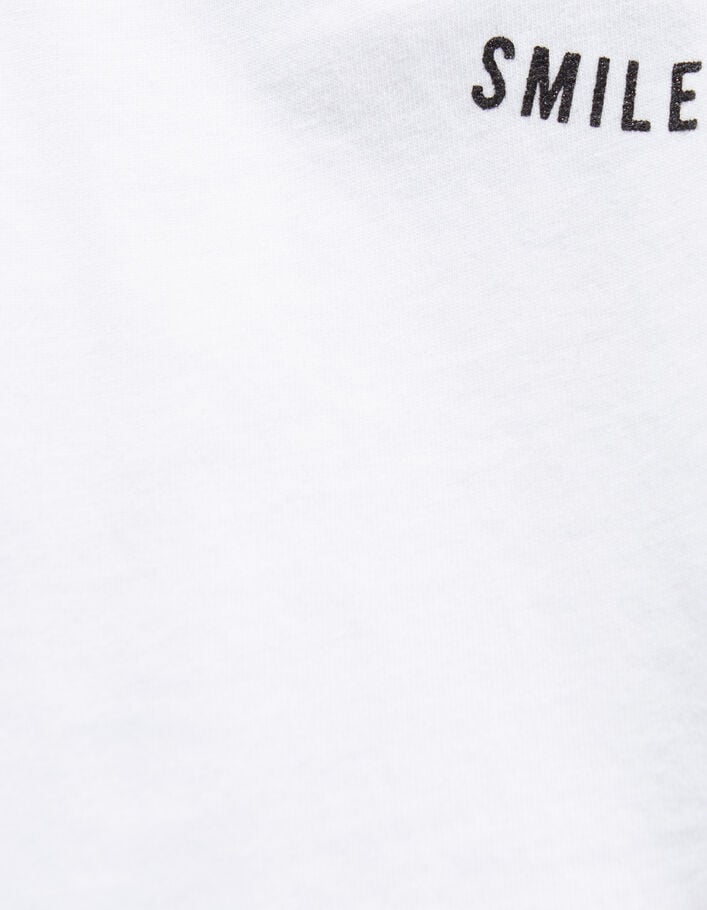 Weißes Mädchen-T-Shirt mit Zielflaggenmotiv und SMILEYWORLD - IKKS