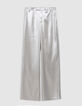 Pantalones de traje acampanados con revestimiento plata para Mujer-6