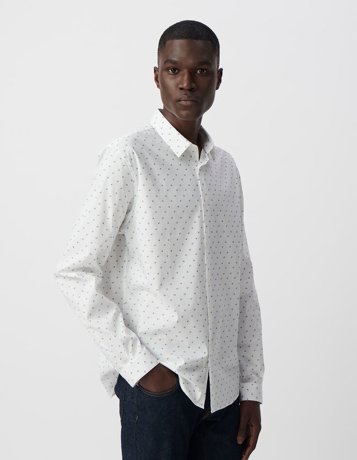 Men’s white SLIM shirt with minimalist print-2 Men’s white SLIM shirt with minimalist print-2
