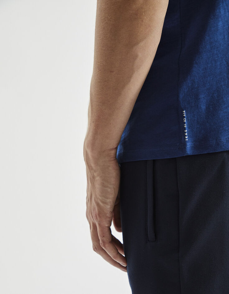 Polo indigo coton flammé Homme-5