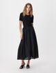 Women's black bi-material maxi dress-1