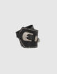 Women’s black leather studded asymmetric belt-1