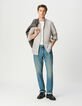 Camisa SLIM ciruela algodón espigas mini hombre-1