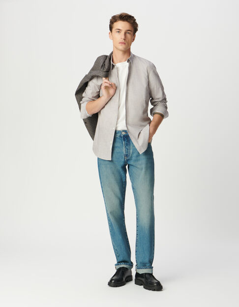 Camisa SLIM ciruela algodón espigas mini hombre - IKKS