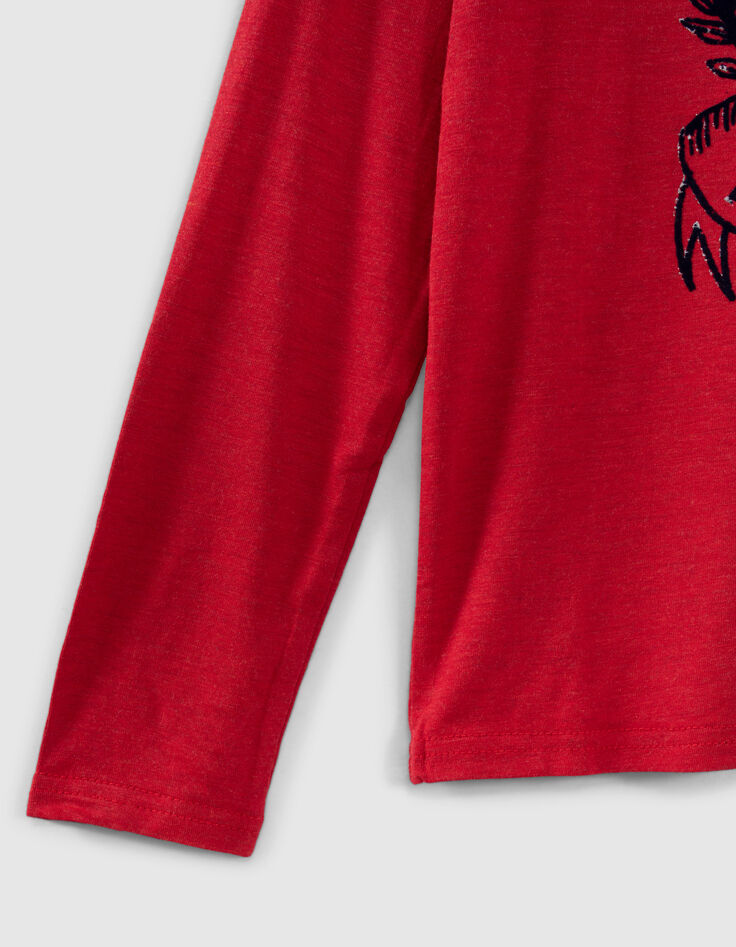 Hellrotes Mädchenshirt mit Maxi-Herzmotiv-4