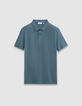 Polo azul algodón modal manga corta hombre-5