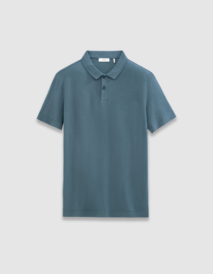 Polo azul algodón modal manga corta hombre-5