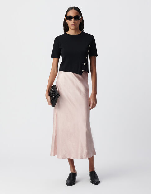 Pink satin long skirt - IKKS