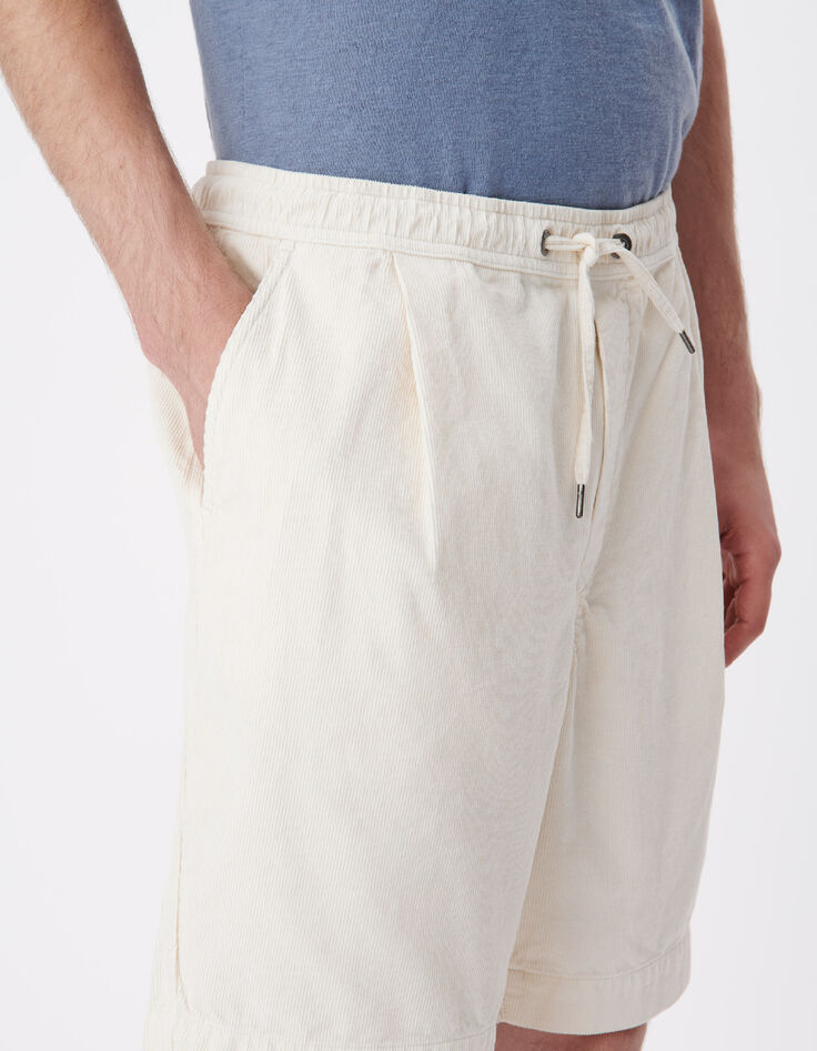Men's white velvet milleraies Bermuda shorts-4