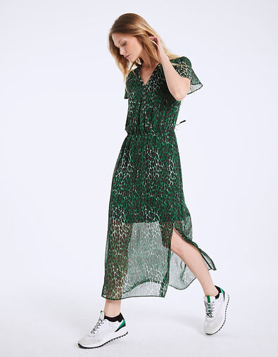 Grünes Maxikleid mit Leo-Print - IKKS