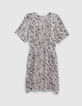 Cremeweißes Damenkleid mit Animal-Print-6