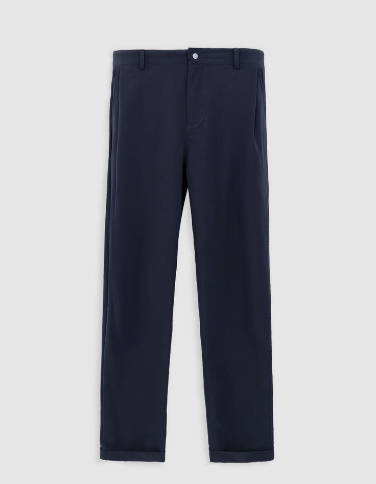 Men&rsquo;s navy seersucker JOGGER trousers-6