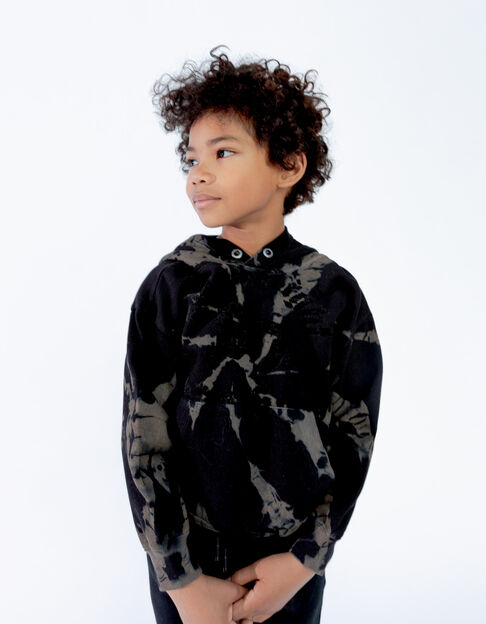 Jungen-Sweatshirt mokka, Molton-Gewebe in Vollbatik-Optik