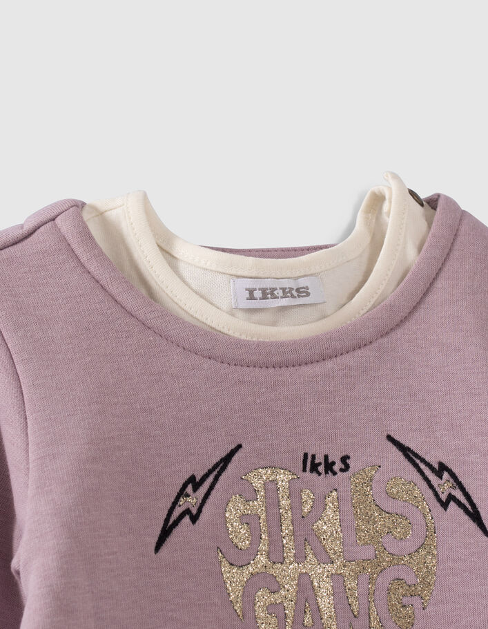 Baby girls’ 2-in-1 violet sweatshirt/ecru T-shirt-4
