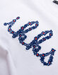 T-shirt blanc coton bio brodé IKKS marine fille-6