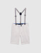 Boys' ecru Bermuda shorts with removable straps-1