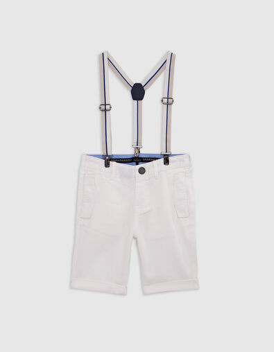 Boys' ecru Bermuda shorts with removable straps - IKKS