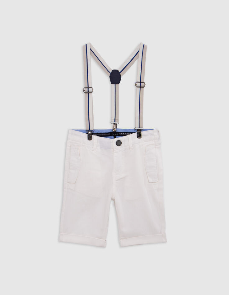 Boys' ecru Bermuda shorts with removable straps-1