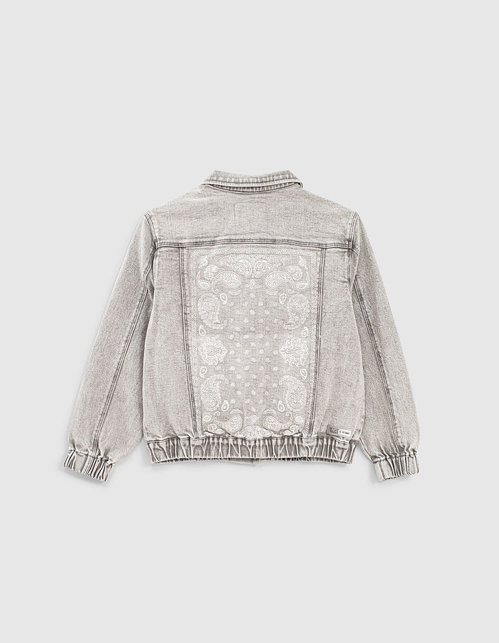 Veste en jean light grey bio imprimé cachemire fille-4