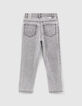 Girls’ light grey studded organic mom jeans-3