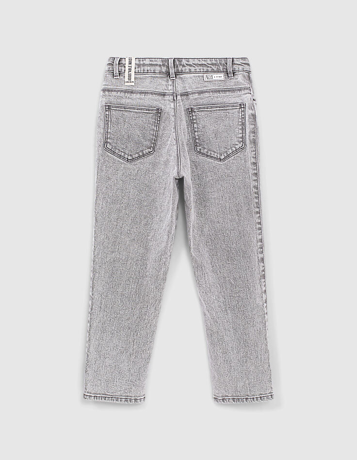 Girls’ light grey studded organic mom jeans-3