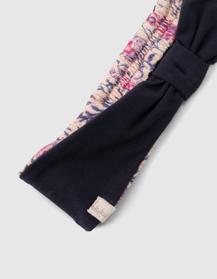 Baby girls’ navy/pink print reversible headband - IKKS