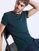 Marine en groen jacquard T-shirt voor heren-1