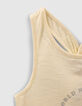 D&eacute;bardeur jaune coton bio peace and love brod&eacute; fille-5