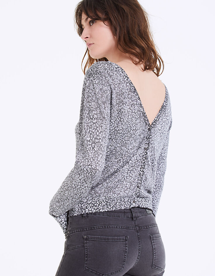 Cardigan maille tricot imprimé léopard femme-6