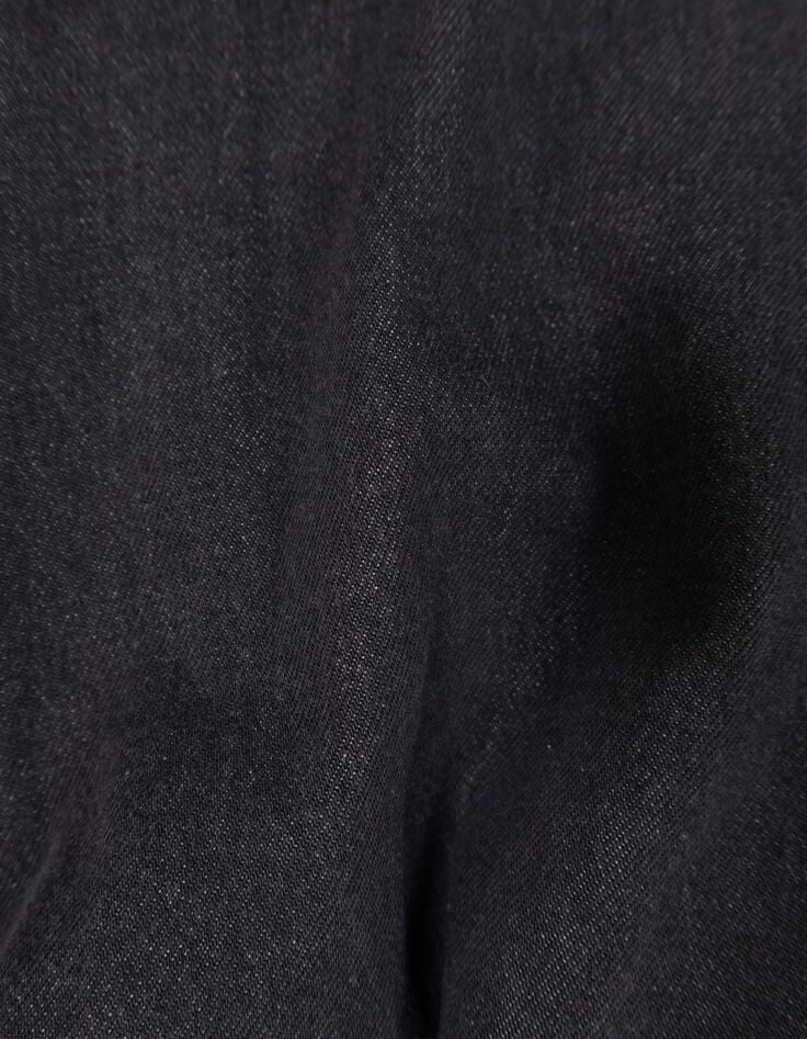 Robe en jean gris ceinturée détails volants fille-9