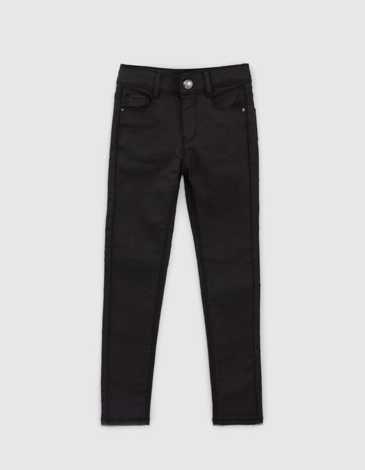 Zwarte gecoate skinny jeans meisjes-1