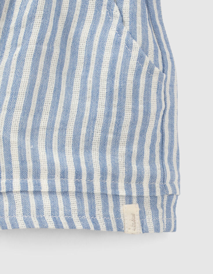 Short blanc et bleu à rayures bébé fille-3
