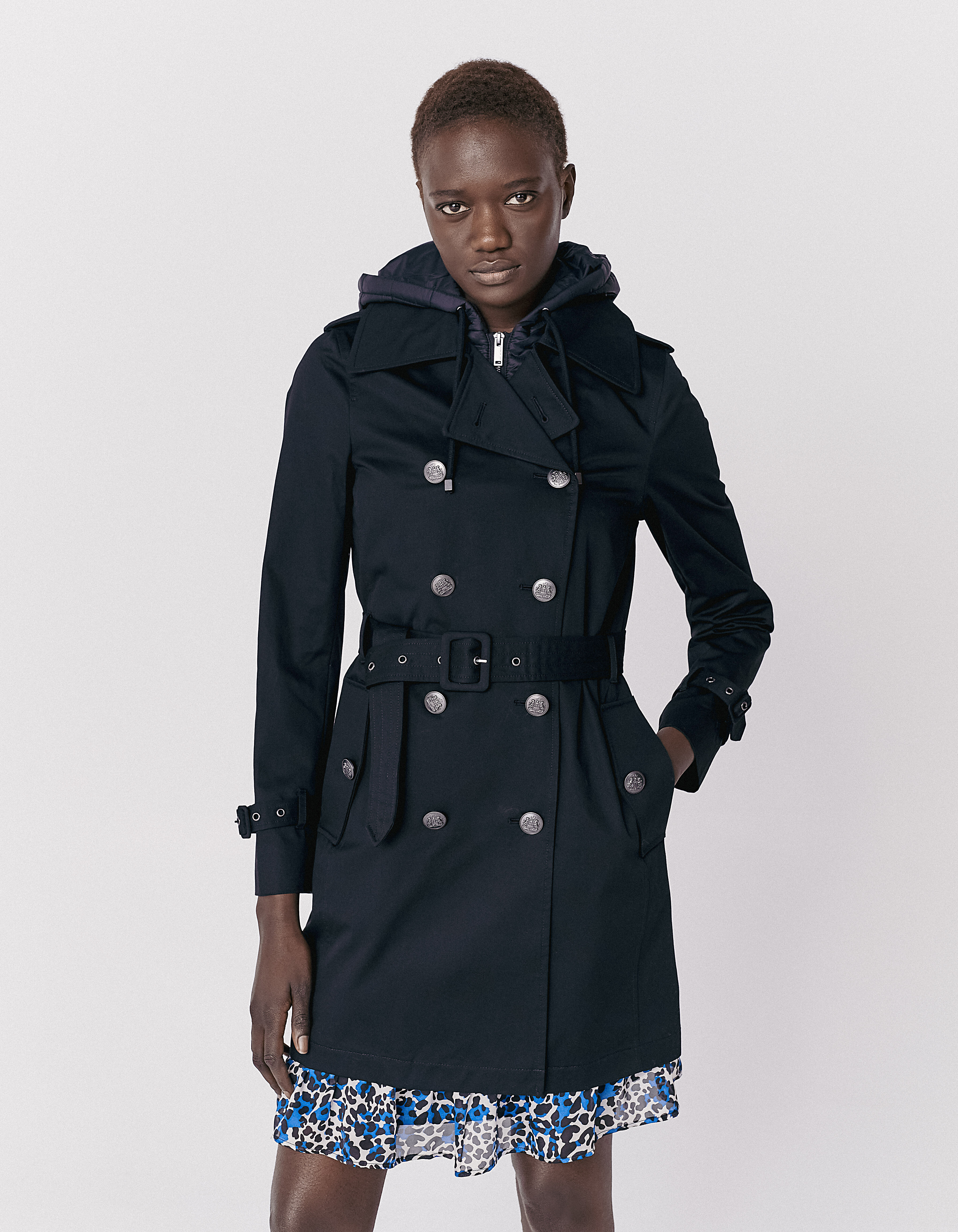 long trench coat with removable hood