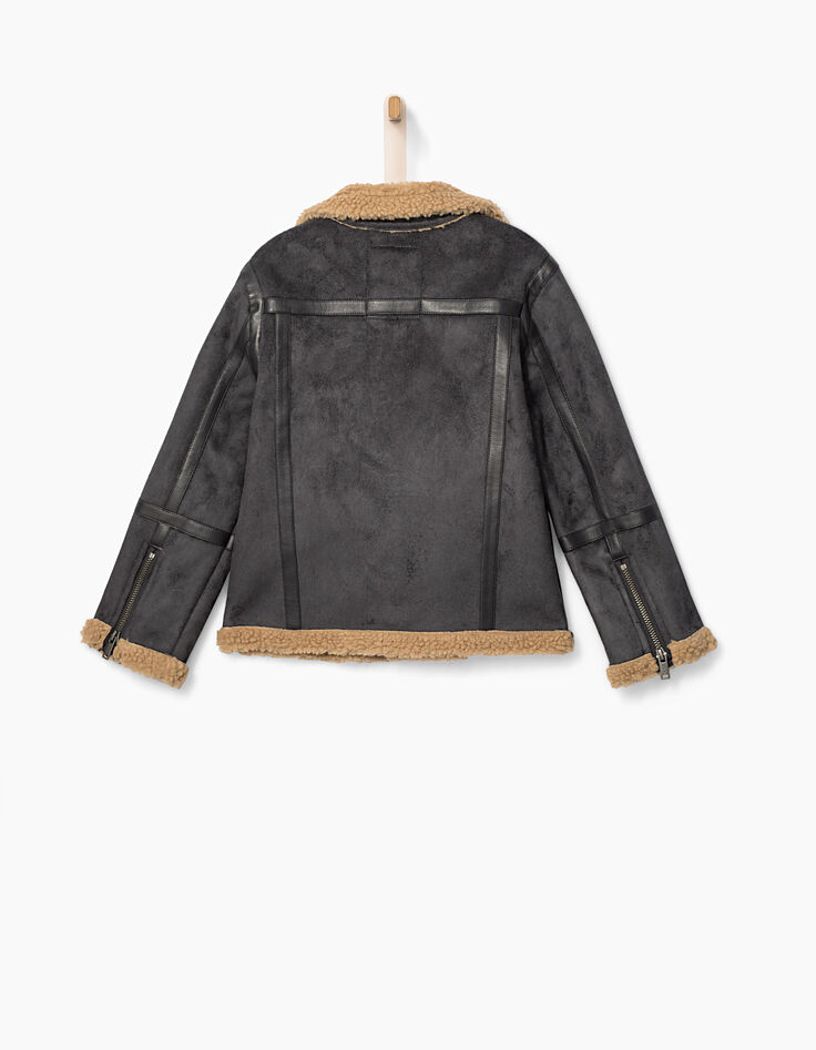 Veste grise imitation peau lainée garçon-4 Veste grise imitation peau lainée garçon-4
